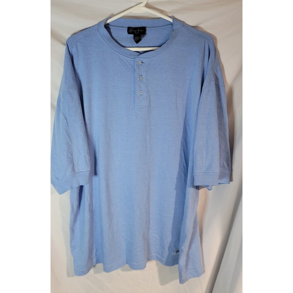 Y2K Sean John Mens 2XL Blue Polo Shirt Short Sleeve Embroidered Puff Daddy VTG